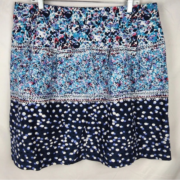 Van Heusen Women's Floral Blue A-line Skirt plus size 18~Pockets! Cotton - Picture 5 of 5